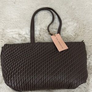 Woven-Texture Dark Brown Shoulder Tote by Expressions